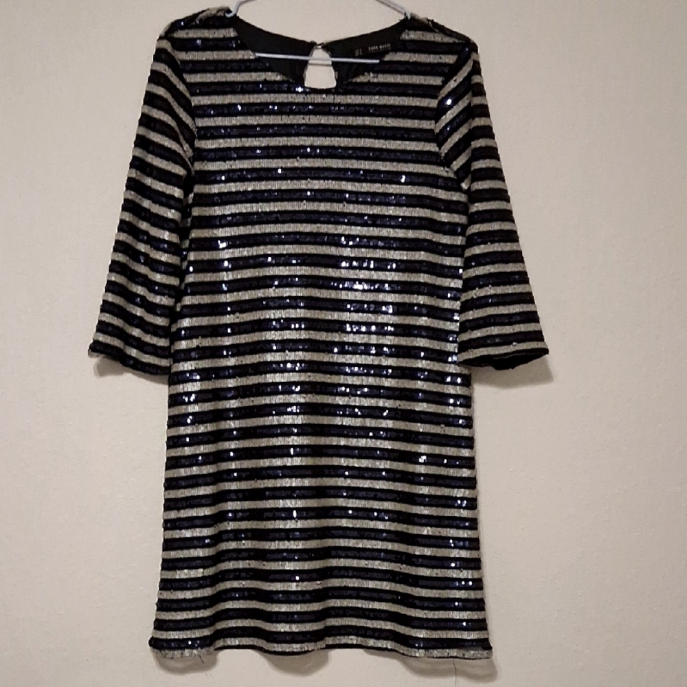 ZARA Sequined Mini Dress - Size: Small